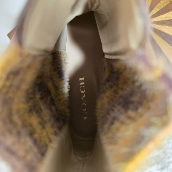 Coach Delaney Chelsea Boots Brown Leather Size 10 Chunky Lug Platform Sole Boho - Picture 5 of 16